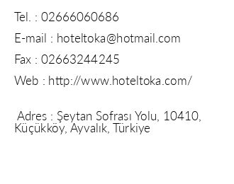 Toka Hotel iletiim bilgileri